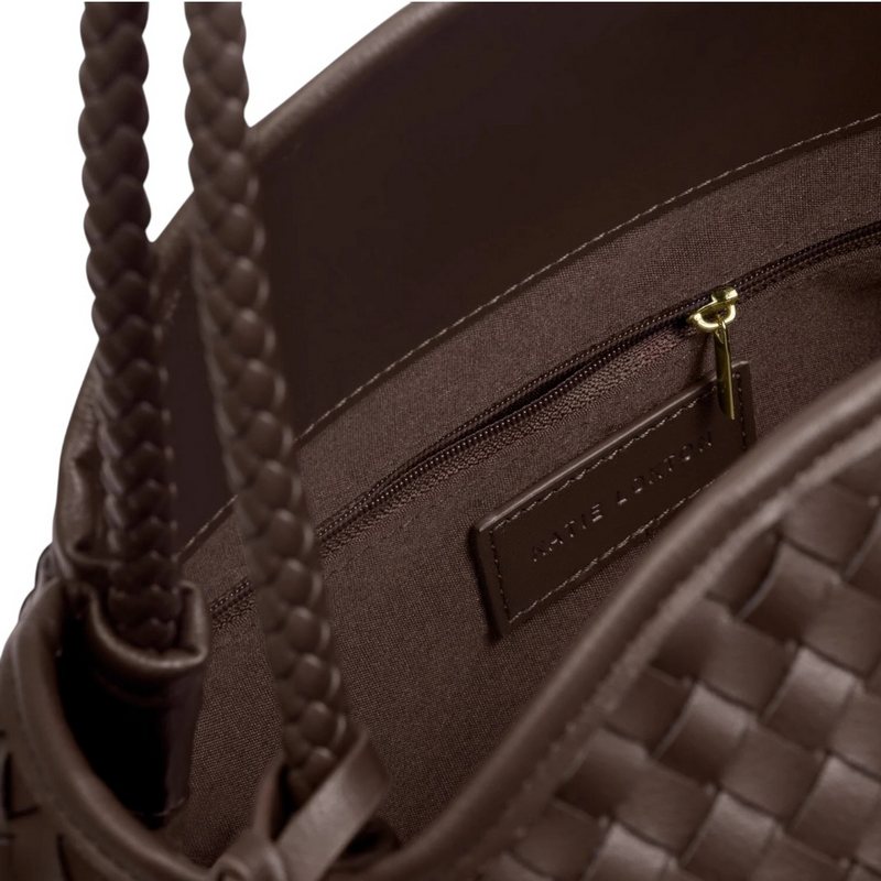 Katie Loxton Nova Hand Woven Large Shoulder Bag Chocolate KLB4215 inside