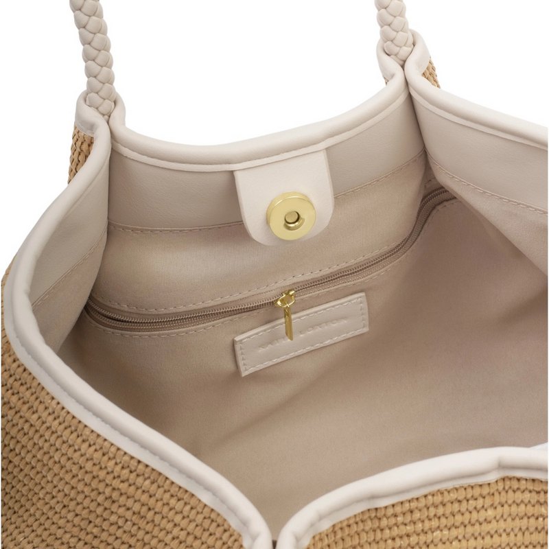 Katie Loxton Nova Raffia Small Shoulder Tote Oyster KLB4490 inside