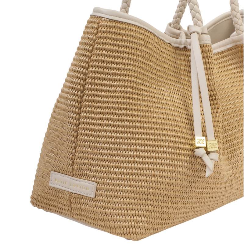 Katie Loxton Nova Raffia Small Shoulder Tote Oyster KLB4490 side