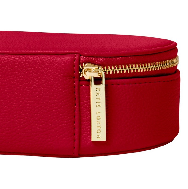 Katie Loxton Oval Jewellery Box A little Sparkle in Garnet Red KLB3771 zip detail