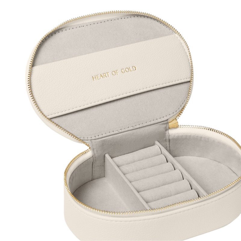 Katie Loxton Oval Jewellery Box in Off White KLB3360 open