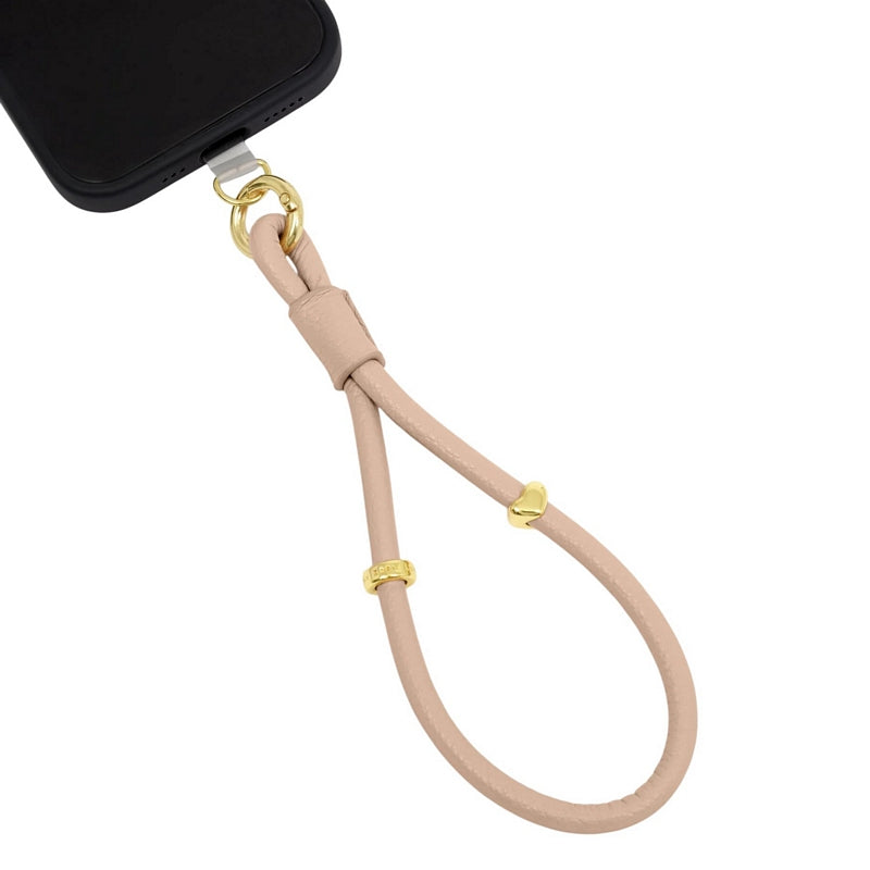 Katie Loxton Phone Wristlet Strap Nude Pink 13.5cm KLB4123 attached to phone