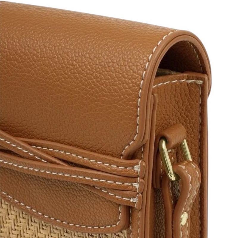 Katie Loxton Porto Phone Bag Cognac Natural Raffia KLB4440 detail