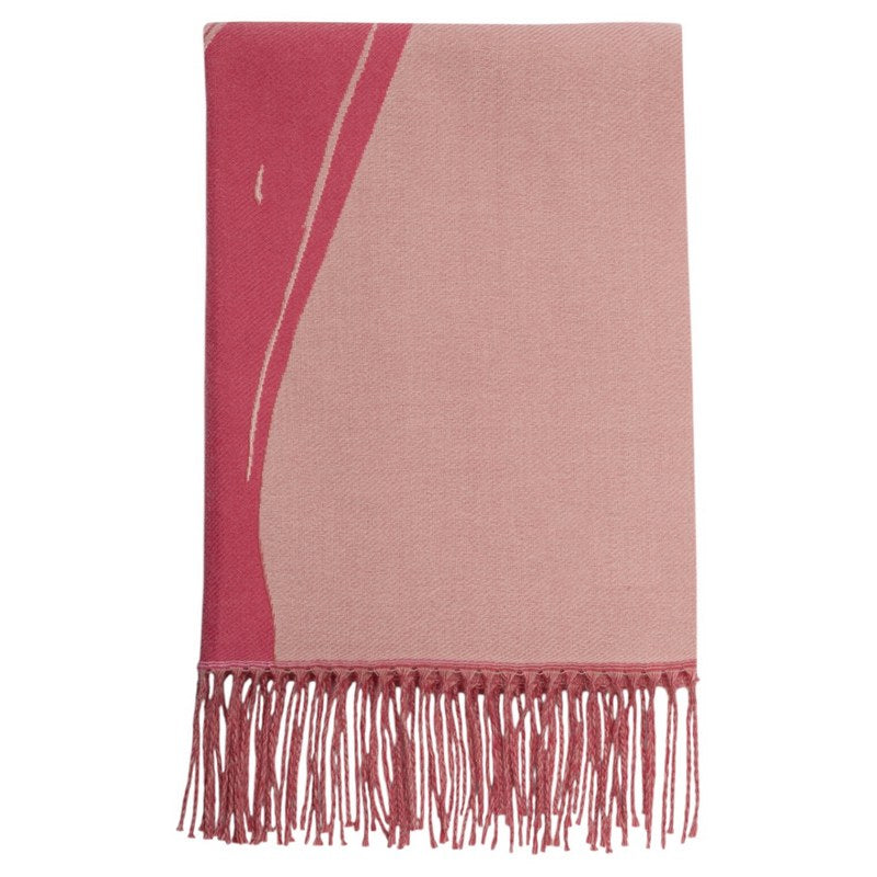Katie Loxton Printed Blanket Scarf Abstract Brush Stroke Pink Raspberry KLS771 folded