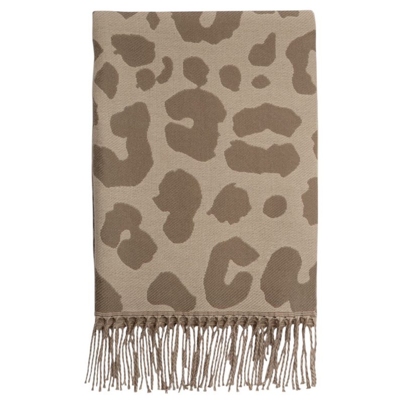 Katie Loxton Printed Blanket Scarf Large Leopard Taupe Mocha KLS770 folded