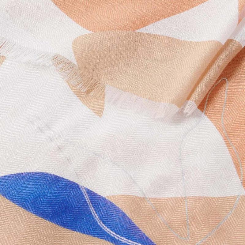 Katie Loxton Printed Foil Scarf Botanical Coral & Cobalt Blue KLS674 detail