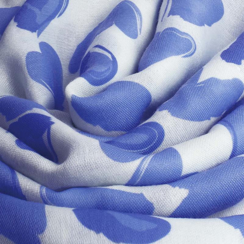 Katie Loxton Printed Scarf Abstract Heart White Blue KLS803 fabric detail