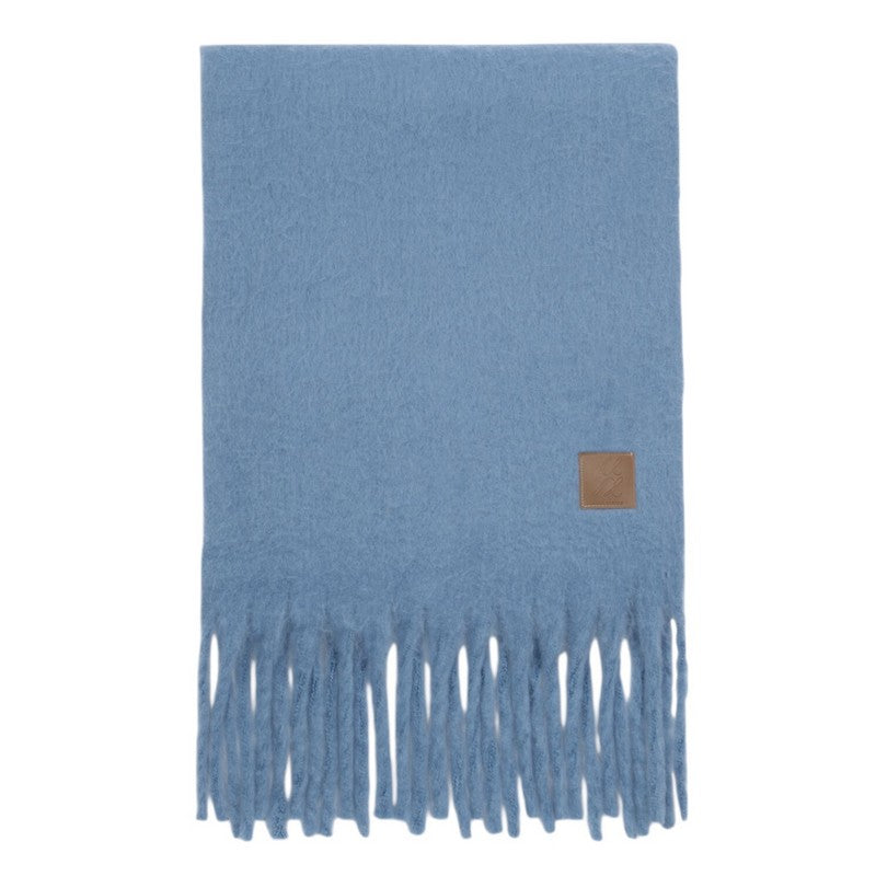 Katie Loxton Recycled Tassle Scarf in Blue folded