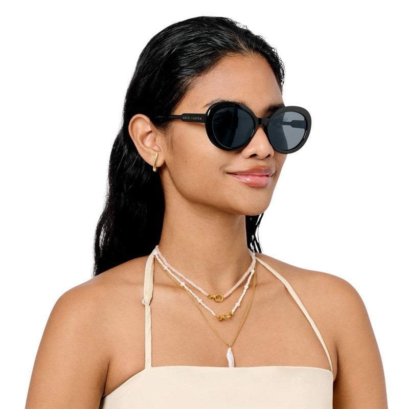 Katie Loxton Rhodes Sunglasses in Black KLSG095 on model