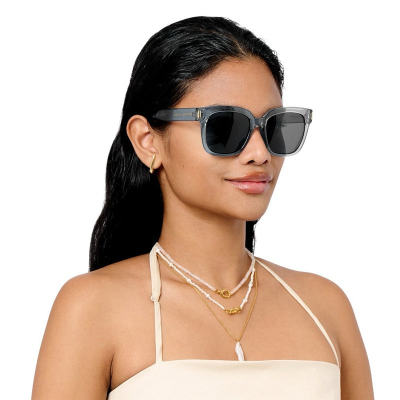 Katie Loxton Roma Sunglasses in Transparent Blue KLSG099 on model