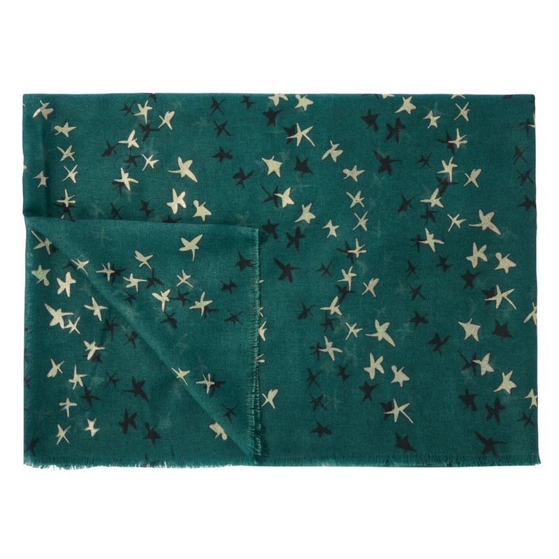 Katie Loxton Star Metallic Scarf in Teal Green KLS505 folded