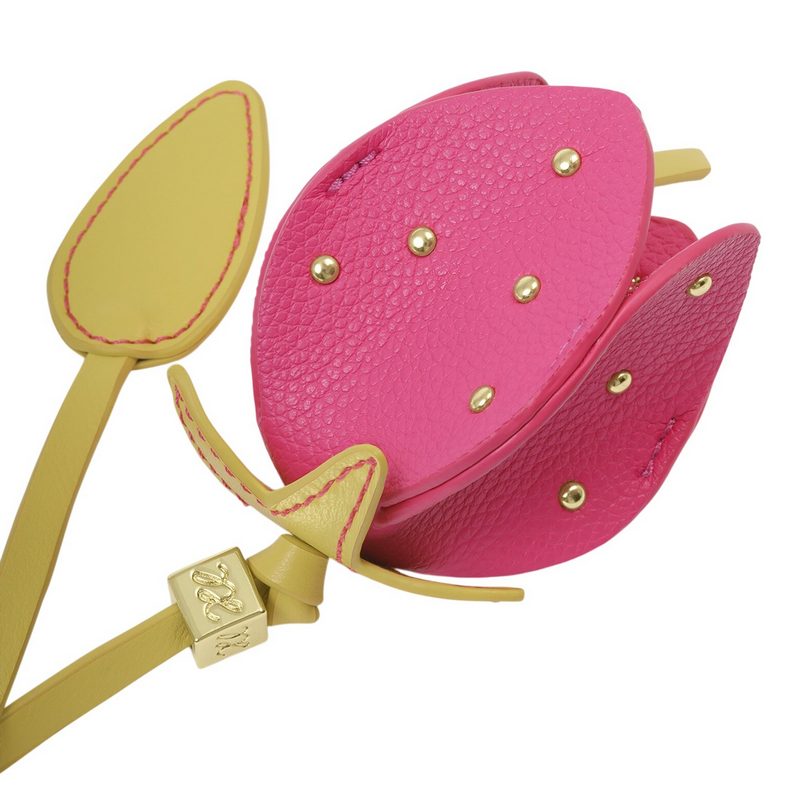 Katie Loxton Strawberry Bag Charm Chartreuse Magenta KLB4597 detail