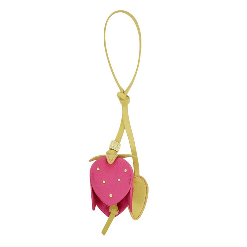 Katie Loxton Strawberry Bag Charm Chartreuse Magenta KLB4597 front