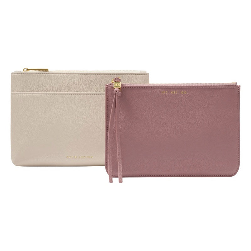 Katie Loxton Travel Duo Pouch Jet Set Go Oyster Deep Rose KLB4549 separated