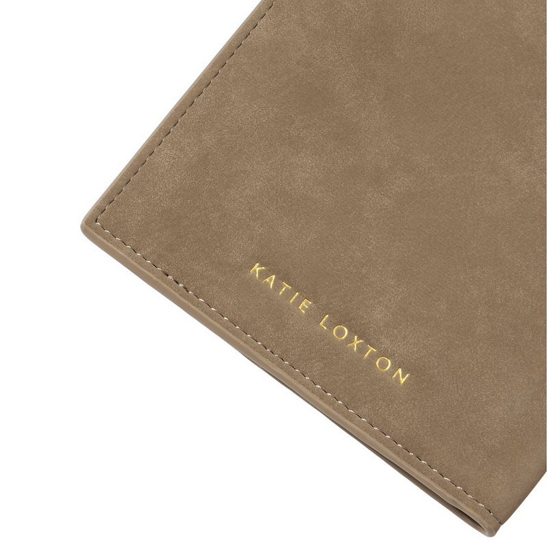Katie Loxton Travel Wallet Adventure Awaits Taupe Suedette KLB4544 rear detail