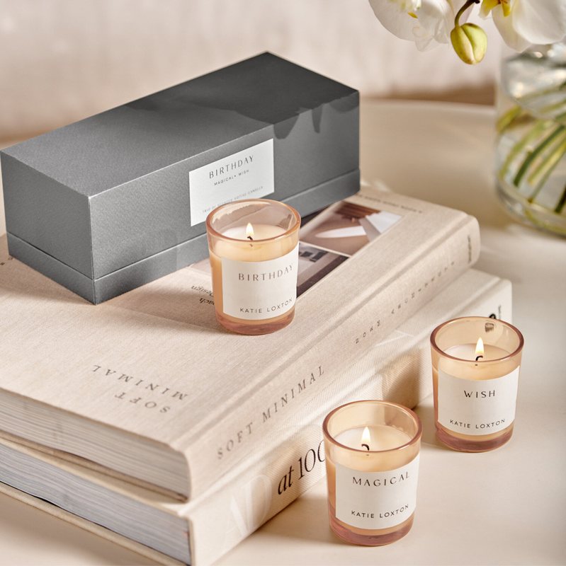 Katie Loxton Trio Votive Candle Set Birthday KLC365 lifestyle