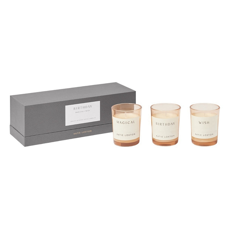 Katie Loxton Trio Votive Candle Set Birthday KLC365 main