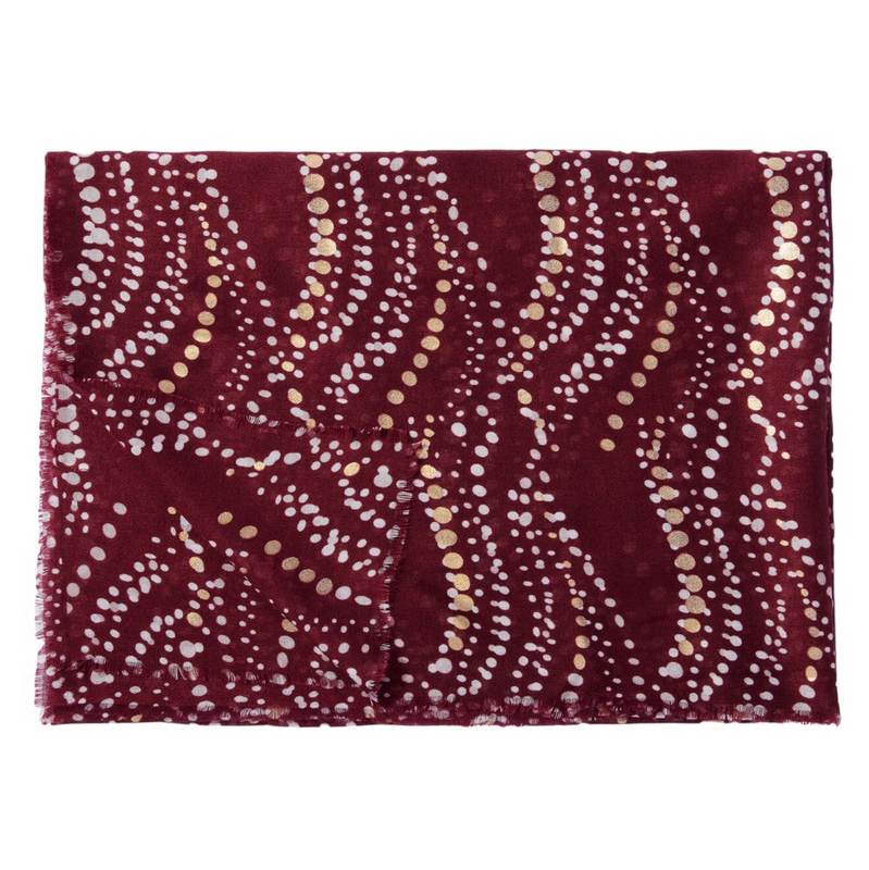 Katie Loxton Waved Dot Metallic Scarf in Burgundy & Gold KLS510 folded