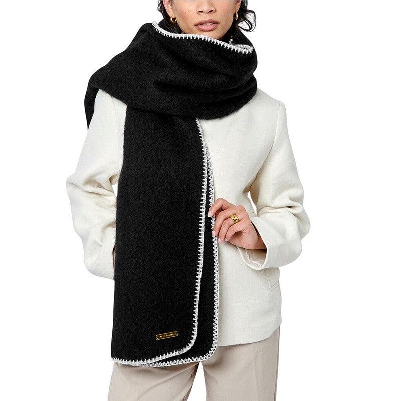 Katie Loxton Whipstitch Scarf in Black KLS646 on model