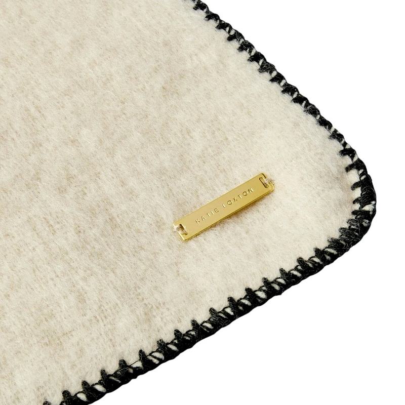 Katie Loxton Whipstitch Scarf in Cream KLS647 detail