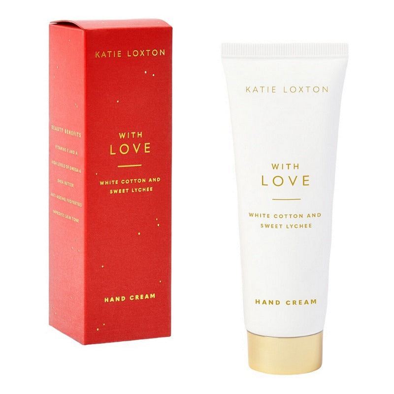 Katie Loxton White Cotton And Sweet Lychee Hand Cream With Love in Red KLBT024 main