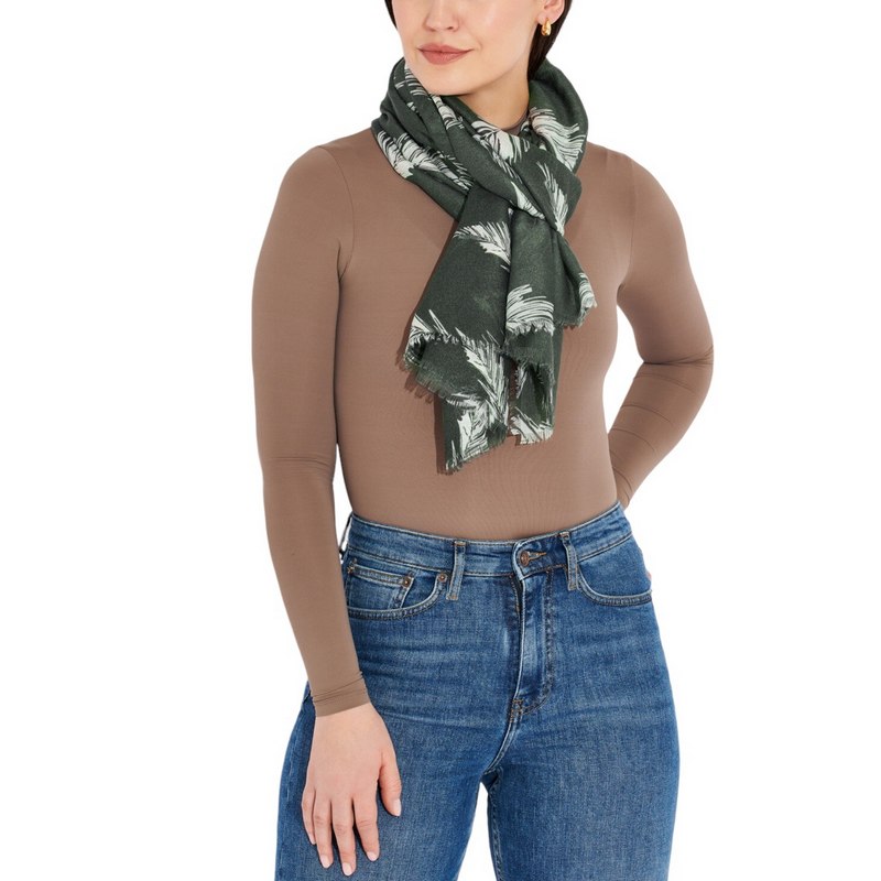 Katie Loxton Winter Fir Metallic Scarf in Graphite & Silver KLS507 on model
