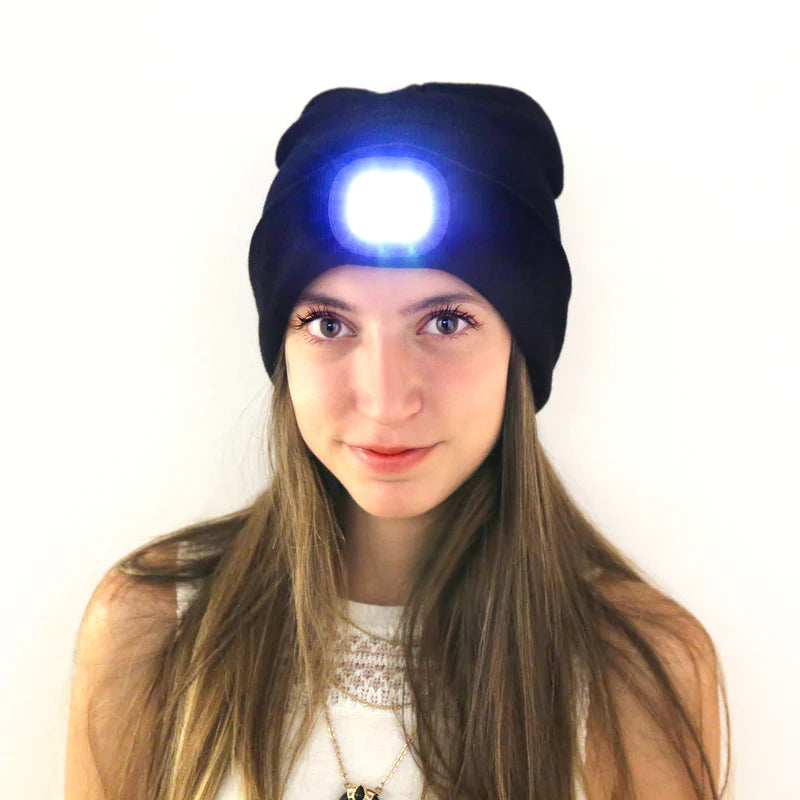 Kikkerland Black Light Up LED Beanie Hat FL50-EU on model