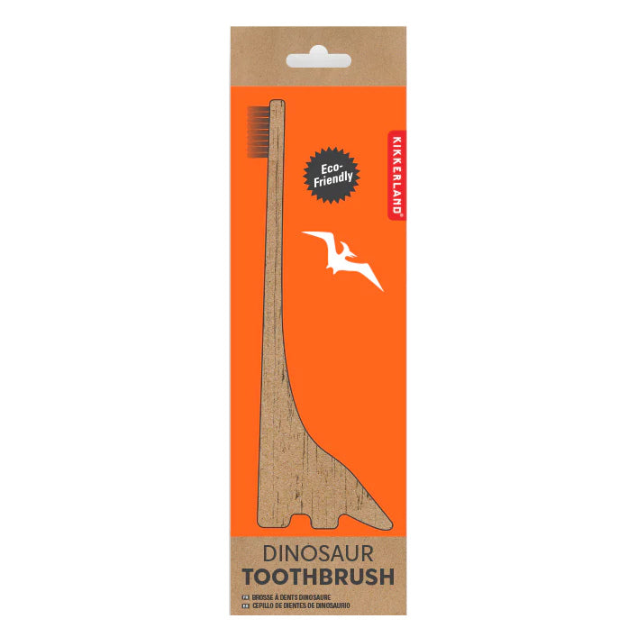 Kikkerland Dinosaur Bamboo Toothbrush TB16 packaged