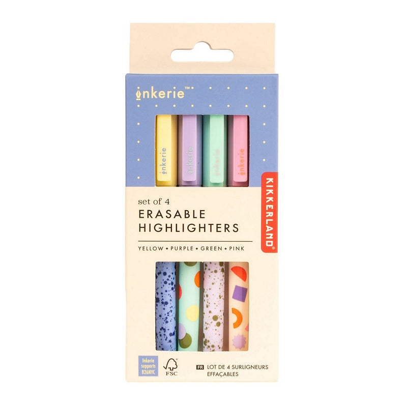 Kikkerland Erasable Highlighters Set 4 INK28-A packaging