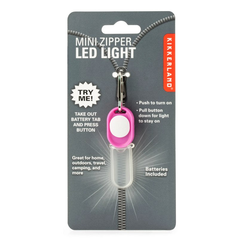 Kikkerland Mini Zipper Light FL45-A-EU pink on pack
