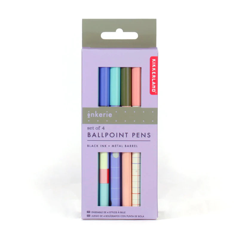 Kikkerland Set Of 4 Ballpoint Pens INK03 boxed