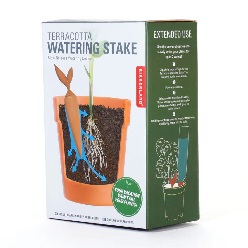 Kikkerland Terracotta Watering Stake CD680 boxed