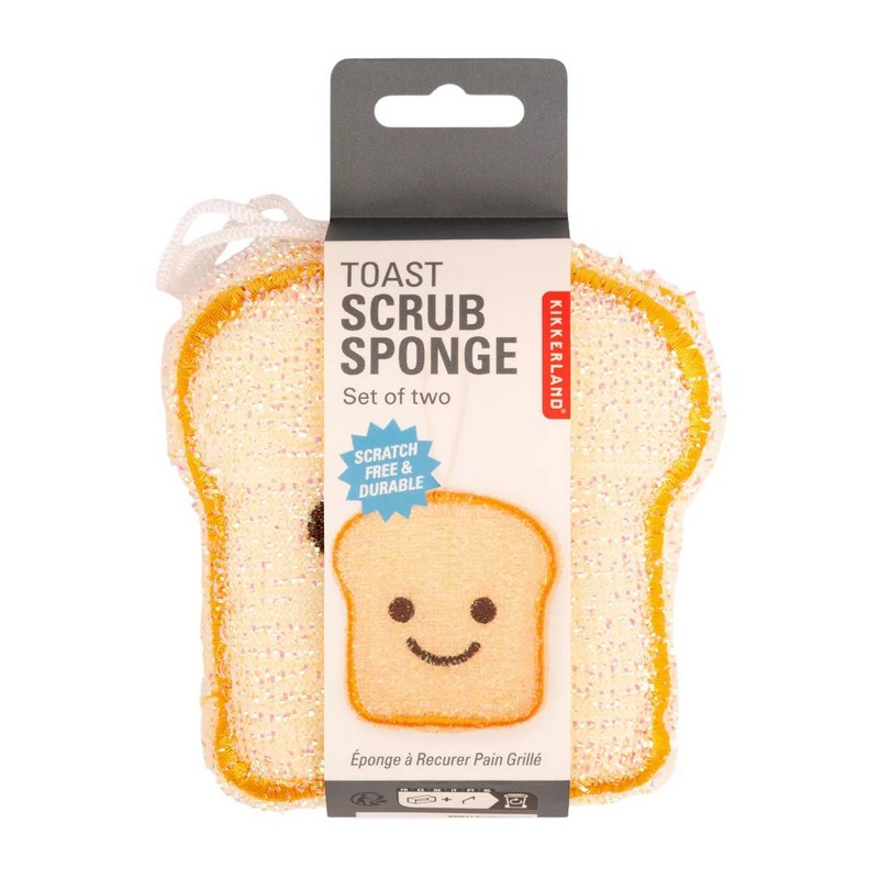 Kikkerland Toast Scrub Sponge Pack of 2 CU380 packaging