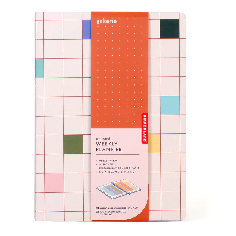 Kikkerland Undated Weekly Planner Notebook INK04-F packaged