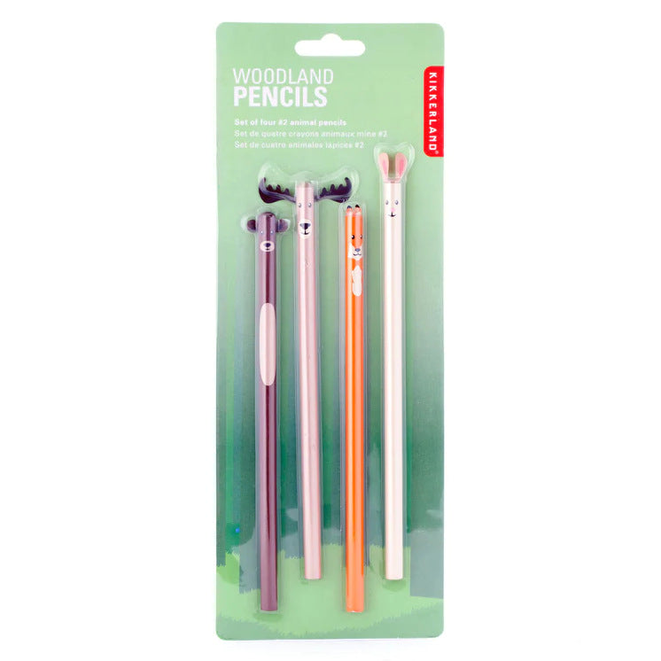 Kikkerland Woodland Pencil Set Of 4 4347 package