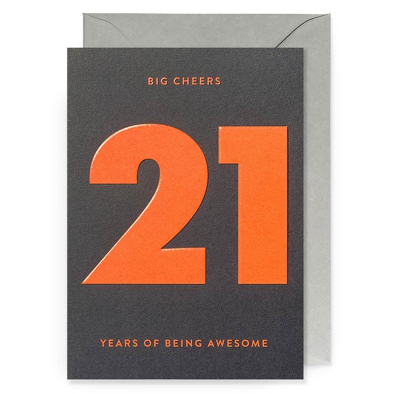 Lagom Design Big Cheers 21 Years Of Being Awesome Birthday Card 6824 front