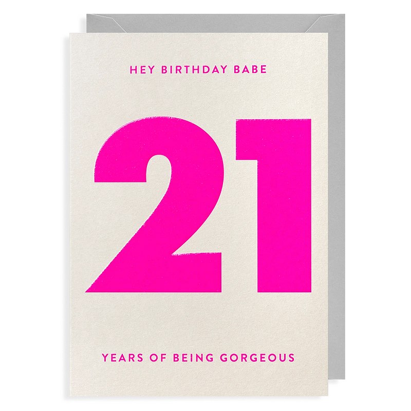 Lagom Design Birthday Card Number 21 Hey Birthday Babe 6823 front