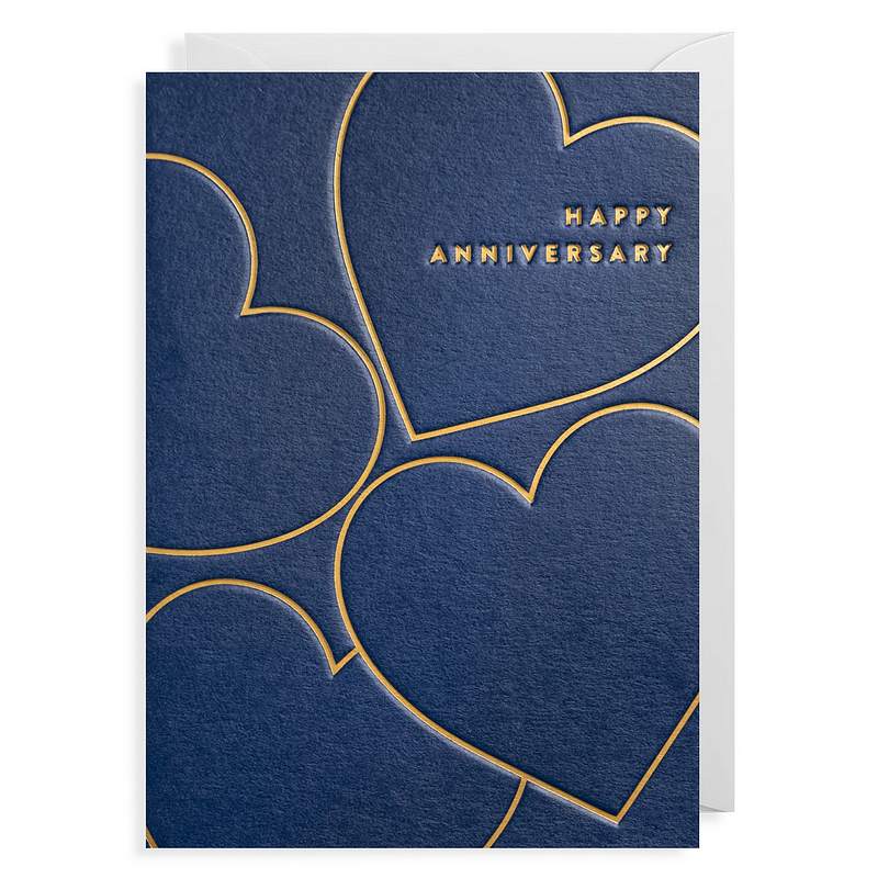 Lagom Design Happy Anniversary Gold Hearts Card 7192 front