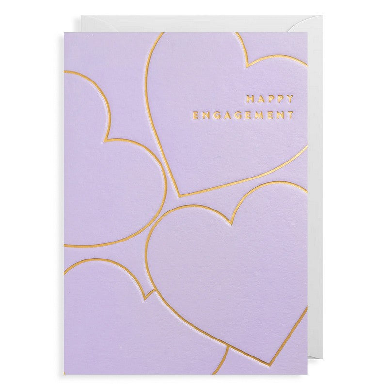 Lagom Design Happy Engagement Gold Hearts Card 7194 front