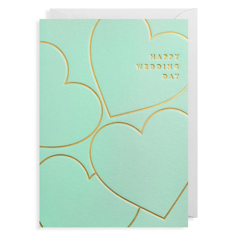 Lagom Design Happy Wedding Day Gold Hearts Card 7193 front