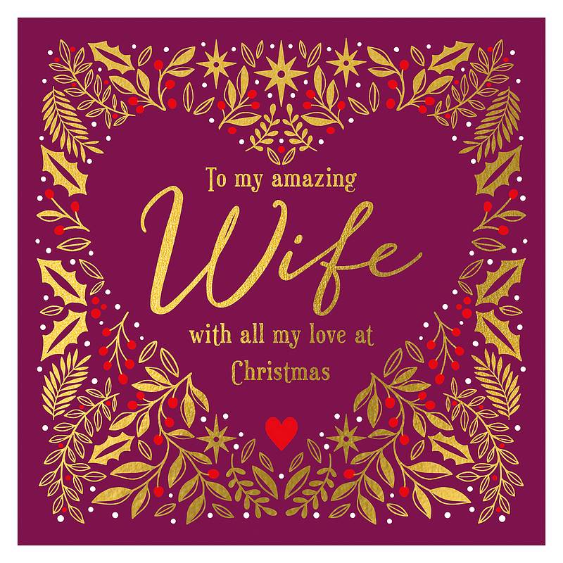 Large Christmas Card To My Amazing Wife Heart AFLX03 front