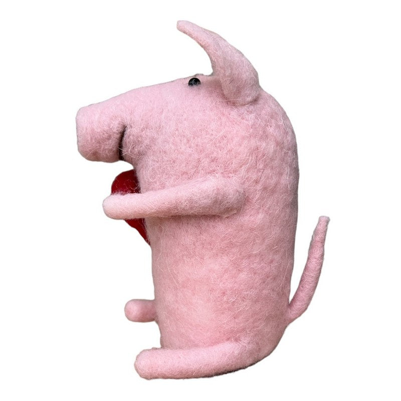 Large Pink Piggy with Heart left side