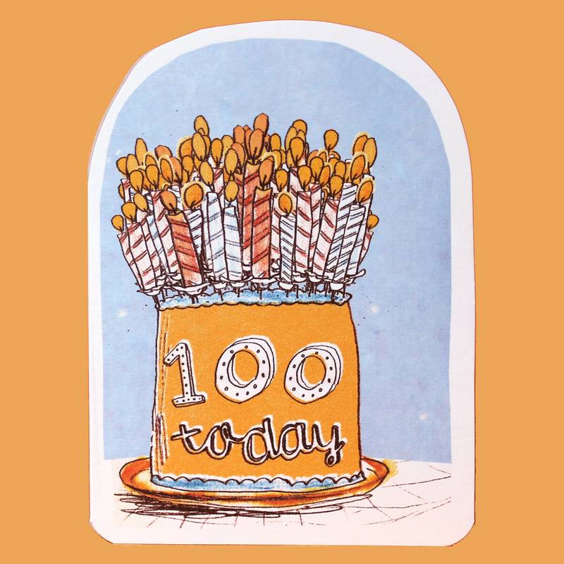 Laura Skilbeck Candles On Cake Birthday Card 100 Today front