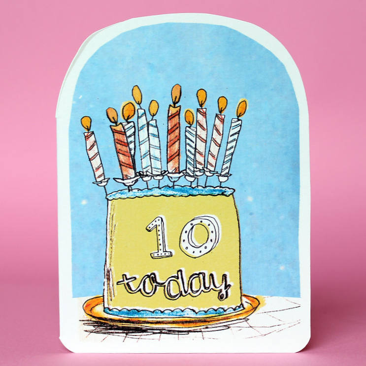 Laura Skilbeck Candles On Cake Birthday Card 10 Today