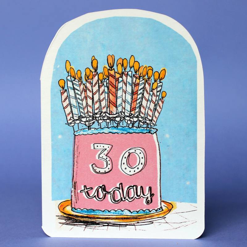 Laura Skilbeck Candles On Cake Birthday Card 30 Today