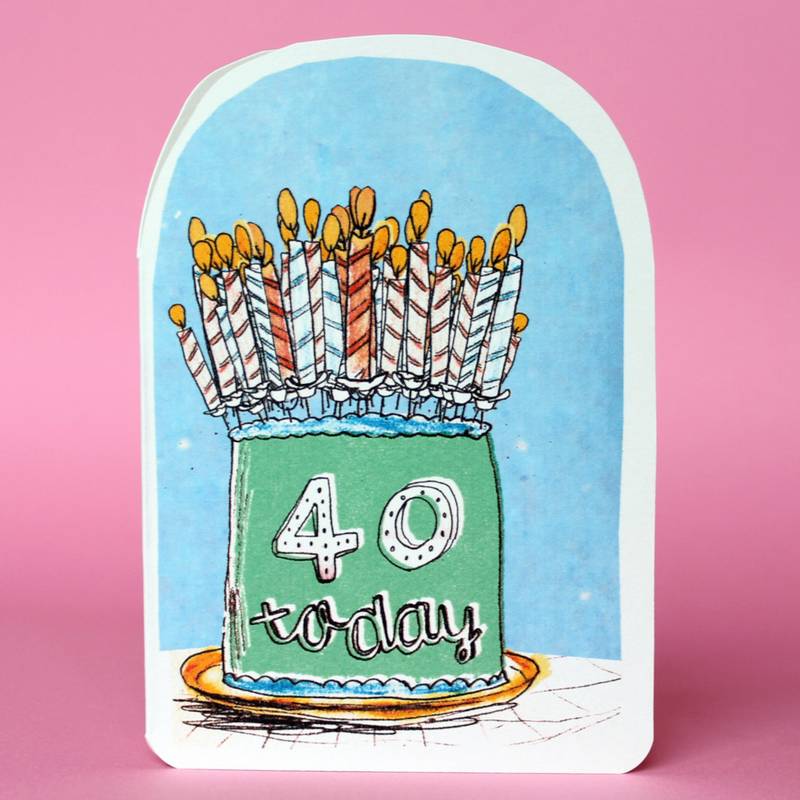 Laura Skilbeck Candles On Cake Birthday Card 40 Today front