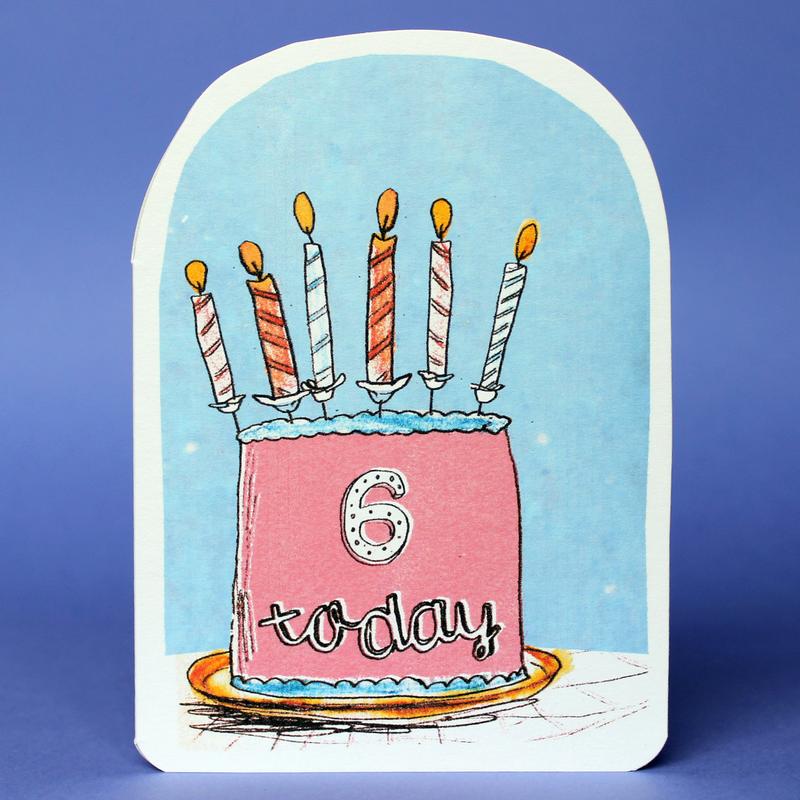 Laura Skilbeck Candles On Cake Birthday Card 6 Today