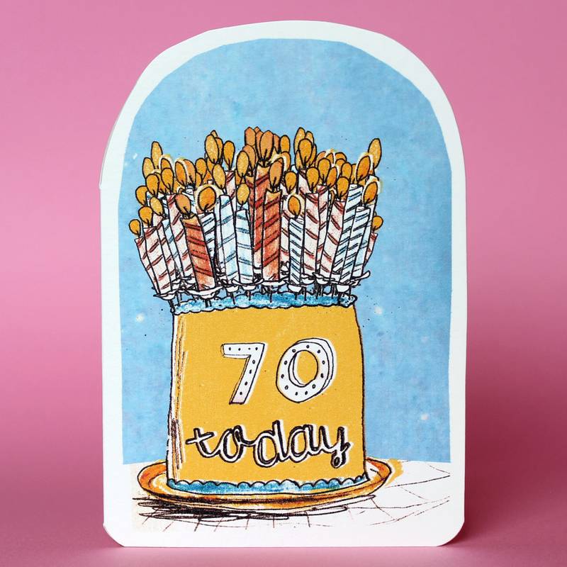 Laura Skilbeck Candles On Cake Birthday Card 70 Today front