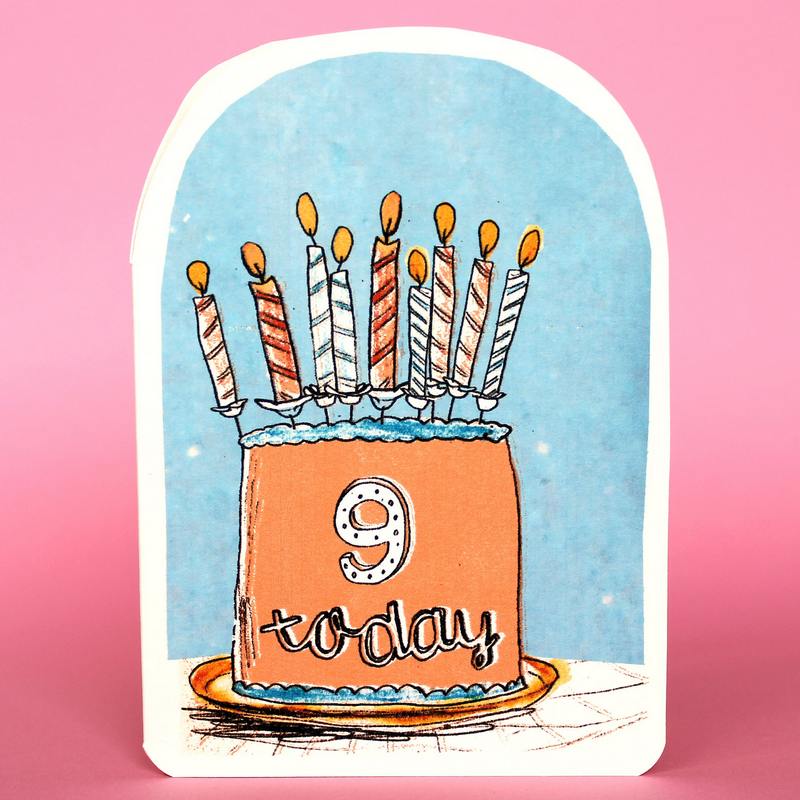 Laura Skilbeck Candles On Cake Birthday Card 9 Today