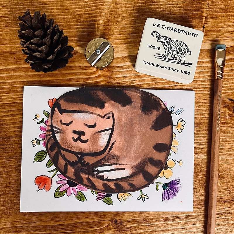 Laura Skilbeck Curled Up Cat Card